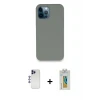 ieg™ iPhone 12 Pro Max Kılıf Zirve Modern Özel Seri - Siyah Polymer Nano Ekran Koruyucu + Shine Kamera Lens - LT