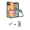 ieg™ iPhone 13 Mini Kılıf Nova Asil Özel Seri - Siyah Polymer Nano Ekran Koruyucu + Renkli Kamera Lens Koruma Cam - SI