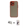 ieg™ iPhone 13 Pro Max Kılıf Ahenk Çizgi Serisi - Siyah Bilvis 3D Mat Cam Ekran Koruyucu + Rainbow Kamera Lens Koruma Cam - MR