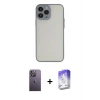 ieg™ iPhone 13 Pro Max Kılıf Ahenk Çizgi Serisi - Siyah Bilvis 5in1 3D Magic Cam Ekran Koruyucu + Neon Fosforlu Kamera Lens - BZ