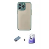 ieg™ iPhone 13 Pro Max Kılıf Ahenk Çizgi Serisi - Siyah Bilvis 5in1 5D Magic Hayalet Cam Ekran Koruyucu + Shine Kamera Lens Koruma Cam - PE