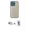 ieg™ iPhone 13 Pro Max Kılıf Ahenk Çizgi Serisi - Siyah Joko 5D Cam + Rainbow Kamera Lens Koruma Cam - MR