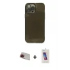ieg™ iPhone 13 Pro Max Kılıf Ahenk Doku - Siyah Joko 5D Cam + Rainbow Kamera Lens Koruma Cam - KI