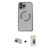 ieg™ iPhone 13 Pro Max Kılıf Ahenk Işık Serisi - Siyah 6D Mat Seramik Hayalet Nano Ekran Koruyucu + Rainbow Kamera Lens Koruma Cam - MI