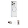 ieg™ iPhone 13 Pro Max Kılıf Ahenk Işık Serisi - Siyah Bilvis 3D Cam Ekran Koruyucu + Rainbow Kamera Lens Koruma Cam - KI