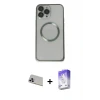 ieg™ iPhone 13 Pro Max Kılıf Ahenk Işık Serisi - Siyah Bilvis 5in1 3D Magic Cam Ekran Koruyucu + Rainbow Kamera Lens Koruma Cam - MR