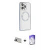 ieg™ iPhone 13 Pro Max Kılıf Ahenk Işık Serisi - Siyah Bilvis 5in1 3D Magic Cam Ekran Koruyucu + Rainbow Kamera Lens Koruma Cam - MR