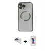 ieg™ iPhone 13 Pro Max Kılıf Ahenk Işık Serisi - Siyah Joko 5D Cam + Pers Alüminyum Kamera Lens - LT