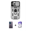 ieg™ iPhone 13 Pro Max Kılıf Ahenk Klasik - Siyah Bilvis 5in1 3D Magic Cam Ekran Koruyucu + Neon Fosforlu Kamera Lens - MI
