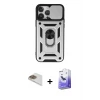 ieg™ iPhone 13 Pro Max Kılıf Ahenk Klasik - Siyah Bilvis 5in1 5D Magic Hayalet Cam Ekran Koruyucu + Pers Alüminyum Kamera Lens - GD