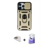 ieg™ iPhone 13 Pro Max Kılıf Ahenk Klasik - Siyah Bilvis 5in1 5D Magic Hayalet Cam Ekran Koruyucu + Pers Alüminyum Kamera Lens - GD
