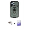 ieg™ iPhone 13 Pro Max Kılıf Ahenk Klasik - Siyah Bilvis 5in1 5D Magic Hayalet Cam Ekran Koruyucu + Pers Alüminyum Kamera Lens - GD