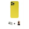 ieg™ iPhone 13 Pro Max Kılıf Ahenk Serisi - Şeffaf Maxco Cam Ekran Koruyucu + Rainbow Kamera Lens Koruma Cam - BZ