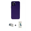 ieg™ iPhone 13 Pro Max Kılıf Ahenk Serisi - Şeffaf Pasifik Cam Ekran Koruyucu + Rainbow Kamera Lens Koruma Cam - MI