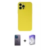 ieg™ iPhone 13 Pro Max Kılıf Ahenk Serisi - Siyah Bilvis 5in1 3D Magic Cam Ekran Koruyucu + Neon Fosforlu Kamera Lens - MI