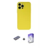ieg™ iPhone 13 Pro Max Kılıf Ahenk Serisi - Siyah Bilvis 5in1 3D Magic Cam Ekran Koruyucu + Renkli Kamera Lens Koruma Cam - PE