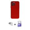 ieg™ iPhone 13 Pro Max Kılıf Ahenk Serisi - Siyah Bilvis 5in1 5D Magic Hayalet Cam Ekran Koruyucu + Pers Alüminyum Kamera Lens - SABE