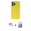 ieg™ iPhone 13 Pro Max Kılıf Ahenk Serisi - Siyah Bilvis 5in1 5D Magic Hayalet Cam Ekran Koruyucu + Pers Alüminyum Kamera Lens - SABE