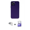ieg™ iPhone 13 Pro Max Kılıf Ahenk Serisi - Siyah Bilvis 5in1 5D Magic Hayalet Cam Ekran Koruyucu + Pers Alüminyum Kamera Lens - SABE