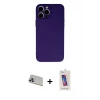 ieg™ iPhone 13 Pro Max Kılıf Ahenk Serisi - Siyah Joko 5D Cam + Rainbow Kamera Lens Koruma Cam - MR