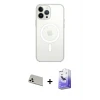 ieg™ iPhone 13 Pro Max Kılıf Ahenk Yansıma Prime - Siyah Bilvis 5in1 5D Magic Hayalet Cam Ekran Koruyucu + Rainbow Kamera Lens Koruma Cam - BZ