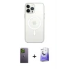 ieg™ iPhone 13 Pro Max Kılıf Ahenk Yansıma Prime - Siyah Bilvis 5in1 5D Magic Hayalet Cam Ekran Koruyucu + Neon Fosforlu Kamera Lens - YL