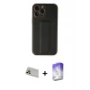 ieg™ iPhone 13 Pro Max Kılıf Akış Doku - Siyah Bilvis 5in1 3D Magic Cam Ekran Koruyucu + Rainbow Kamera Lens Koruma Cam - REGD