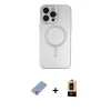 ieg™ iPhone 13 Pro Max Kılıf Akış Minimal Özel Seri - Şeffaf Maxco Cam Ekran Koruyucu + Metal Kamera Lens Koruma Cam - KUYL
