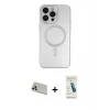 ieg™ iPhone 13 Pro Max Kılıf Akış Minimal Özel Seri - Şeffaf Pasifik Cam Ekran Koruyucu + Rainbow Kamera Lens Koruma Cam - REGD