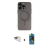 ieg™ iPhone 13 Pro Max Kılıf Akış Minimal Özel Seri - Siyah 18D Cam Ekran Koruyucu + Pers Alüminyum Kamera Lens - GD