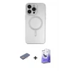 ieg™ iPhone 13 Pro Max Kılıf Akış Minimal Özel Seri - Siyah Bilvis 5in1 5D Magic Hayalet Cam Ekran Koruyucu + Renkli Kamera Lens Koruma Cam - PE