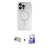 ieg™ iPhone 13 Pro Max Kılıf Akış Minimal Özel Seri - Siyah Bilvis 5in1 5D Magic Hayalet Cam Ekran Koruyucu + Rainbow Kamera Lens Koruma Cam - REGD