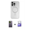 ieg™ iPhone 13 Pro Max Kılıf Akış Minimal Özel Seri - Siyah Bilvis 5in1 5D Magic Hayalet Cam Ekran Koruyucu + Neon Fosforlu Kamera Lens - YL