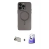 ieg™ iPhone 13 Pro Max Kılıf Akış Minimal Özel Seri - Siyah Bilvis 5in1 5D Magic Hayalet Cam Ekran Koruyucu + Rainbow Kamera Lens Koruma Cam - REGD