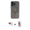 ieg™ iPhone 13 Pro Max Kılıf Akış Minimal Özel Seri - Siyah Joko 5D Cam + Pers Alüminyum Kamera Lens - KI