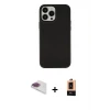 ieg™ iPhone 13 Pro Max Kılıf Çekirdek Çizgi - Şeffaf Maxco Cam Ekran Koruyucu + Pers Alüminyum Kamera Lens - GI