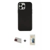 ieg™ iPhone 13 Pro Max Kılıf Çekirdek Çizgi - Siyah 6D Mat Seramik Hayalet Nano Ekran Koruyucu + Rainbow Kamera Lens Koruma Cam - KI