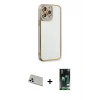 ieg™ iPhone 13 Pro Max Kılıf Çekirdek Klasik Serisi - Şeffaf 360 Full Body Arka Koruyucu + Rainbow Kamera Lens Koruma Cam - BZ
