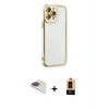ieg™ iPhone 13 Pro Max Kılıf Çekirdek Klasik Serisi - Şeffaf Maxco Cam Ekran Koruyucu + Pers Alüminyum Kamera Lens - GI
