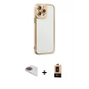 ieg™ iPhone 13 Pro Max Kılıf Çekirdek Klasik Serisi - Şeffaf Maxco Cam Ekran Koruyucu + Pers Alüminyum Kamera Lens - GI