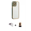 ieg™ iPhone 13 Pro Max Kılıf Çekirdek Klasik Serisi - Şeffaf Maxco Cam Ekran Koruyucu + Pers Alüminyum Kamera Lens - GI