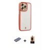 ieg™ iPhone 13 Pro Max Kılıf Çekirdek Klasik Serisi - Şeffaf Maxco Cam Ekran Koruyucu + Renkli Kamera Lens Koruma Cam - PE