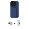ieg™ iPhone 13 Pro Max Kılıf Çekirdek Yansıma - Şeffaf Pasifik Cam Ekran Koruyucu + Rainbow Kamera Lens Koruma Cam - MR