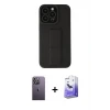 ieg™ iPhone 13 Pro Max Kılıf Çekirdek Yansıma - Siyah Bilvis 5in1 5D Magic Hayalet Cam Ekran Koruyucu + Neon Fosforlu Kamera Lens - BZ