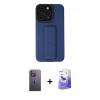 ieg™ iPhone 13 Pro Max Kılıf Çekirdek Yansıma - Siyah Bilvis 5in1 5D Magic Hayalet Cam Ekran Koruyucu + Neon Fosforlu Kamera Lens - BZ