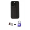 ieg™ iPhone 13 Pro Max Kılıf Çekirdek Yansıma - Siyah Bilvis 5in1 5D Magic Hayalet Cam Ekran Koruyucu + Rainbow Kamera Lens Koruma Cam - KI