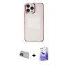 ieg™ iPhone 13 Pro Max Kılıf Doruk Doku Prime - Siyah Bilvis 5in1 5D Magic Hayalet Cam Ekran Koruyucu + Rainbow Kamera Lens Koruma Cam - MI