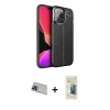 ieg™ iPhone 13 Pro Max Kılıf Doruk Klasik Özel Seri - Siyah 6D Mat Seramik Hayalet Nano Ekran Koruyucu + Rainbow Kamera Lens Koruma Cam - MI