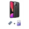 ieg™ iPhone 13 Pro Max Kılıf Doruk Klasik Özel Seri - Siyah Bilvis 5in1 5D Magic Hayalet Cam Ekran Koruyucu + Metal Kamera Lens Koruma Cam - AKYL
