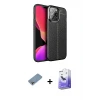 ieg™ iPhone 13 Pro Max Kılıf Doruk Klasik Özel Seri - Siyah Bilvis 5in1 5D Magic Hayalet Cam Ekran Koruyucu + Shine Kamera Lens Koruma Cam - GI